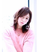 ビーハイブアヴェダ PARCO2店(BEHIVE AVEDA)&nbsp;〔BEHIVE 高橋〕　柔らかピンクグレージュ×ミディアムウルフ