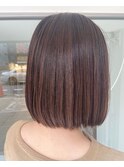 ボブ・極細ハイライト・ストレート・ブラウンカラー