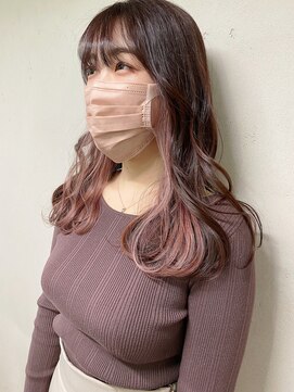 アジールヘア 東上野店(agir hair) イヤリングカラーピンクゆるふわナチュラルミディ