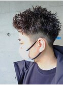 ツイスパセンターパートマッシュ波巻きダウンパーマメンズ目黒