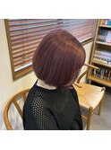 内巻きボブ似合わせブリーチオンカラーくすみピンク20代30代