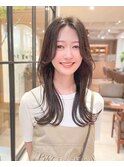 【韓国ヘア】ロングセンターパート顔まわりレイヤー　★長め前髪