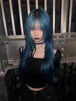 ヘーゼル 博多(HAZEL.)&nbsp;水色カラー/ブリーチ2回/イメチェンスタイル/レイヤー