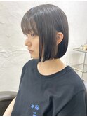 韓国黒髪ボブ 前下がりボブ 切りっぱなしボブ 髪質改善縮毛矯正 