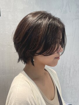 くびれレイヤーミニボブココアブラウン30代