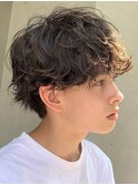 調布シャドウパーマ波巻きパーマルーズパーマメンズマッシュ緩め