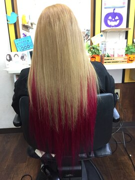 ビューティーサロンワタナベ 本店 派手髪 ワインレッド