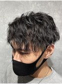 ツイストスパイラルパーマショート刈り上げマッシュ　　　h