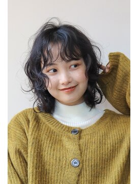 シスタ(SISTA) パーマボブウェーブミディアム/黒髪パーマウルフ【自由が丘】