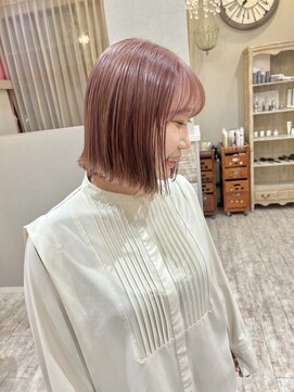 マテリア ヘアー デザイン(materia hair design) ぱつっとピンクベージュ