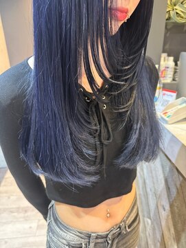 ルミヘアー 金沢駅西口店(Lumi hair) ブルー×顔周りレイヤー×韓国風