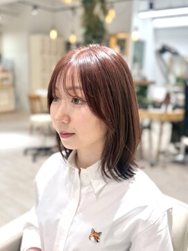 アルクバイネオリーブ 荻窪店(arc by neolive) くびれレイヤーボブ×ブリーチ無しピンクベージュ