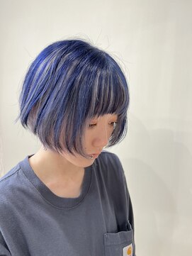 ホワイト 梅田(white) ブルー×ホワイト★アンブレラカラー