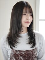 ヘアーメイクパウダー 天王寺寺田町店(Hair make powder) 小顔前髪ワンカールレイヤーカット黒髪ネビージュボブウルフ