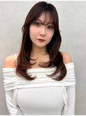 イメチェン/似合わせカット/フルバング/レッドブラウン/中野
