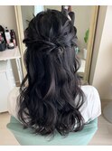 お呼ばれヘアセット/結婚式ヘア/ヘアメ/ハーフアップ
