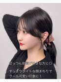 小顔見えタイトポニーテール韓国風顔まわりレイヤー10代20代30代