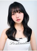 くびれヘア/顔周り/韓国/レイヤーカット/黒髪/ロング/前髪/原宿