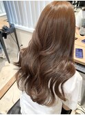 リバース巻き　ウェーブ巻き　ミルクティーカラー　ベージュ