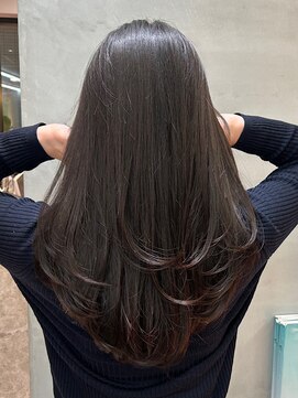 ロンドポレール 北千住(Lond polaire) グレーブラウン/ミディアムレイヤーカット/ダークアッシュ