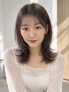 ノラ ギンザ(NORA GINZA) 外ハネくびれ×ウルフミディアム×前髪あり20代30代40代50代60代