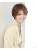 シースルーウザバング×小顔前下がりショート_シアベージュ