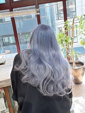 ヲタク(wotaku.) ブルーシルバーハイトーンカラーペールブルーダブルカラー艶髪