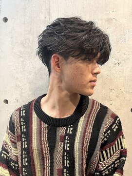 サロンリベルテ(salon Liberte) メンズフェザーパーママッシュアップバングセンターパート黒髪