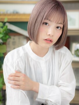 カバーヘア ブリス 川口(COVER HAIR bliss) 小顔ミルクティーピンク切りっぱなしボブディA1川口10代20代30代