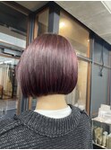 切りっぱなしボブ×カシスレッド