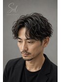 麻布十番/メンズ/ツイストスパイラルパーマ/無造作/刈り上げ