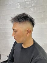 メリケンバーバーショップ フクオカ(MERICAN BARBERSHOP FUK)&nbsp;かき上げヘアショートレイアーくせ毛風パーマコンマヘアS46