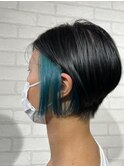 インナーカラー/ターコイズブルー/ハイトーン/