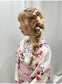 ふわぽこサイド編み下ろし/結婚式/参列ヘア/お呼ばれヘア/