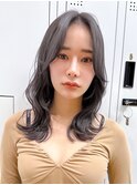 Say.黒髪ボブルフネビージュ小顔ワンレンウルフカットパーマ韓国