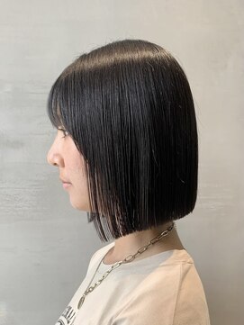 ロンドシエル 横浜(Lond ciel) バングミディアム縮毛矯正ボブ イメチェン外ハネボブ美髪ワイド