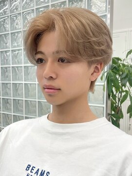 サンクマーケット 渋谷(cinq MARKET) 渋谷メンズブリーチカラーミルクティーベージュセンターパート