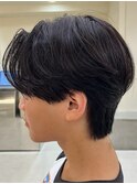 メンズセンターパートウルフセンターパートニュアンスパーマ襟足