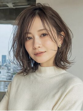 カノイ 銀座中央通り(KANOI) 【イエベ秋30代】垢抜け外ハネミディ×顔型補正×肌映え