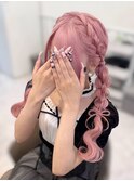 ツイン髪リボン編みおろし☆
