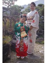 ランコントレ 千代 七五三お参り　お母様の着付けとヘアセット