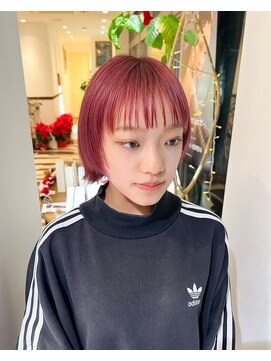 ビファインクーアヴェダ(Be fine coo AVEDA) ショートボブ ボブレイヤー レッドカラー 10代/20代