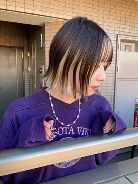 ロンドヴァリー 渋谷店(Lond vallee) インナーカラーホワイトベージュ切りっぱなしボブ！