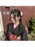 成人式サイド編み下ろし