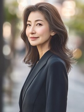 アルトリスト(Altruist Aging×HAIR&SPA) ★ダークアッシュ大人ガーリーボブ着物ミディアムレイヤーカット