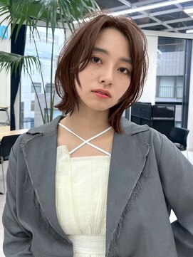 ユーフォリア エヌ 池袋サンシャイン通り店(Euphoria +n) ☆デザインカラーオリーブベージュミディアムレイヤーカット前髪