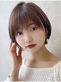 「岩田莉奈」地毛風縮毛矯正 ひし形ショートボブ 白髪染め 新宿