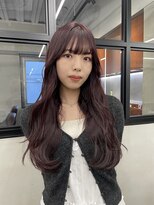 ニコ トウキョウ 渋谷(nico TOKYO)&nbsp;ダブルカラーチェリーレッドピンクブラウン韓国レイヤーロング