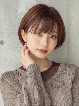 ルービック(Rubik's) 丸みショート/ピンクベージュ/耳掛けショート/ショートボブ