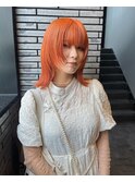 【hono】ウルフカット×フレッシュオレンジカラー